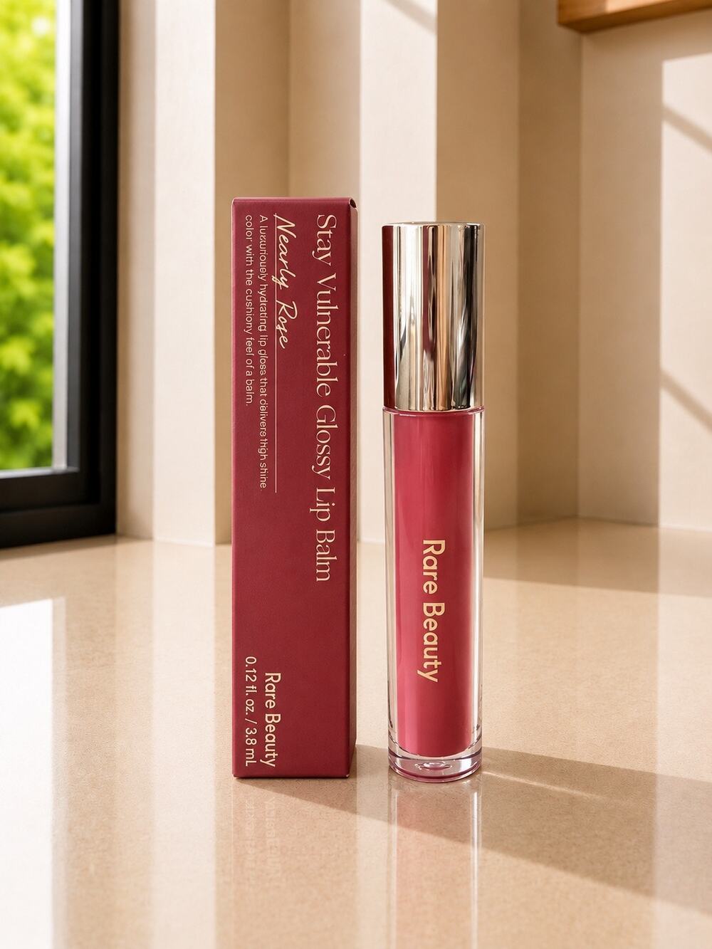 $20 Rare Beauty Stay Vulnerable Glossy Lip Balm Nearly Rose 0.12 oz